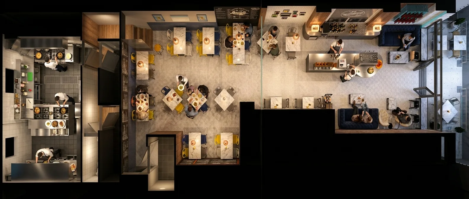 The broadway Kitchen plan CGI