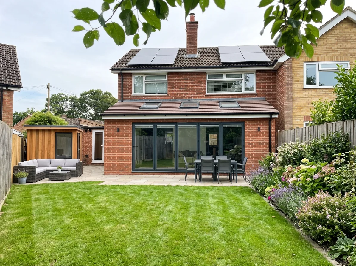Garden room patio and extension with solar